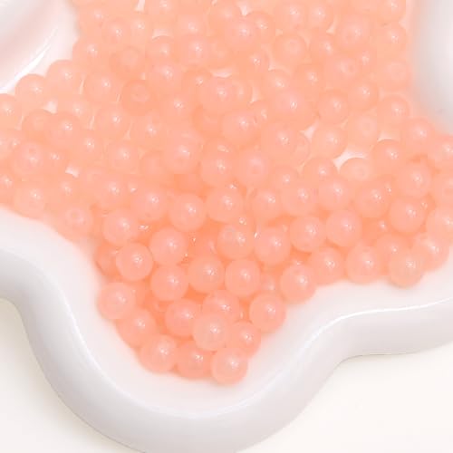 WANYI 200 Stück Perlen zum Auffädeln 6mm Runde Perlen mit Loch Glasperlen Bastelperlen Schmuckperlen für Armbänder Selber Machen, Schmuckherstellung, Ketten(Aprikose) von WANYI