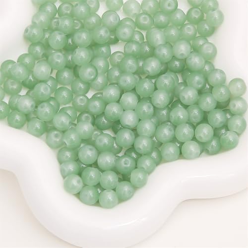 WANYI 200 Stück Perlen zum Auffädeln 8mm Runde Perlen mit Loch Glasperlen Bastelperlen Schmuckperlen für Armbänder Selber Machen, Schmuckherstellung, Ketten(Grün 01) von WANYI