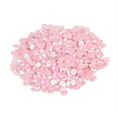 WANYI 20g Glitzer Pailletten 6mm Pailletten zum Basteln Lose Pailetten mit Loch Set Sequins für Glitzer Deko DIY Kleidung Haarschmuck Herstellung(C-Rosa) von WANYI