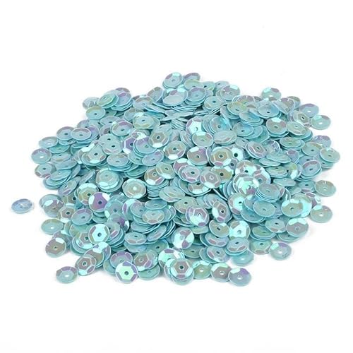 WANYI 20g Glitzer Pailletten 6mm Pailletten zum Basteln Lose Pailetten mit Loch Set Sequins für Glitzer Deko DIY Kleidung Haarschmuck Herstellung(C-Seeblau) von WANYI