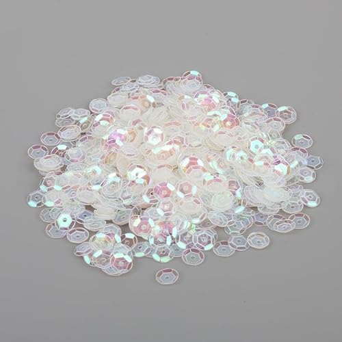 WANYI 20g Glitzer Pailletten 6mm Pailletten zum Basteln Lose Pailetten mit Loch Set Sequins für Glitzer Deko DIY Kleidung Haarschmuck Herstellung(C-Transparent) von WANYI