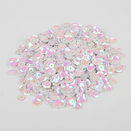 WANYI 20g Glitzer Pailletten 6mm Pailletten zum Basteln Lose Pailetten mit Loch Set Sequins für Glitzer Deko DIY Kleidung Haarschmuck Herstellung(C-Weiß) von WANYI