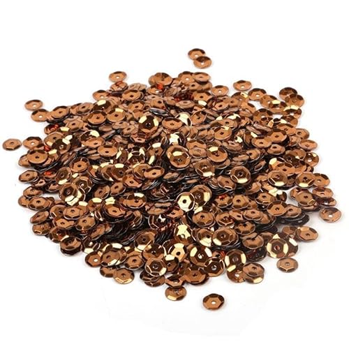 WANYI 20g Glitzer Pailletten 6mm Pailletten zum Basteln Lose Pailetten mit Loch Set Sequins für Glitzer Deko DIY Kleidung Haarschmuck Herstellung(Y-Bronze) von WANYI