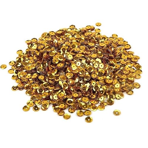 WANYI 20g Glitzer Pailletten 6mm Pailletten zum Basteln Lose Pailetten mit Loch Set Sequins für Glitzer Deko DIY Kleidung Haarschmuck Herstellung(Y-Dunkelgold) von WANYI
