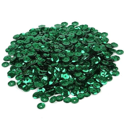 WANYI 20g Glitzer Pailletten 6mm Pailletten zum Basteln Lose Pailetten mit Loch Set Sequins für Glitzer Deko DIY Kleidung Haarschmuck Herstellung(Y-Dunkelgrün) von WANYI