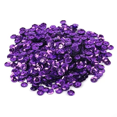WANYI 20g Glitzer Pailletten 6mm Pailletten zum Basteln Lose Pailetten mit Loch Set Sequins für Glitzer Deko DIY Kleidung Haarschmuck Herstellung(Y-Dunkelviolett) von WANYI