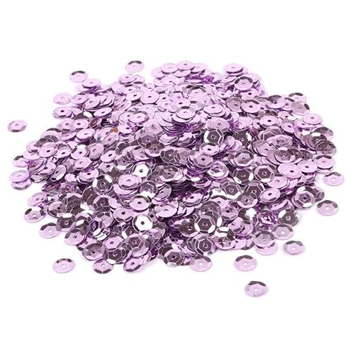 WANYI 20g Glitzer Pailletten 6mm Pailletten zum Basteln Lose Pailetten mit Loch Set Sequins für Glitzer Deko DIY Kleidung Haarschmuck Herstellung(Y-Hellviolett) von WANYI