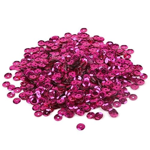 WANYI 20g Glitzer Pailletten 6mm Pailletten zum Basteln Lose Pailetten mit Loch Set Sequins für Glitzer Deko DIY Kleidung Haarschmuck Herstellung(Y-Rot 02) von WANYI