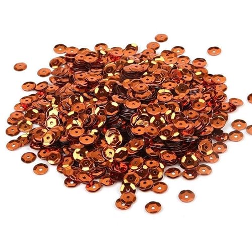 WANYI 20g Glitzer Pailletten 6mm Pailletten zum Basteln Lose Pailetten mit Loch Set Sequins für Glitzer Deko DIY Kleidung Haarschmuck Herstellung(Y-Rot Bronze) von WANYI