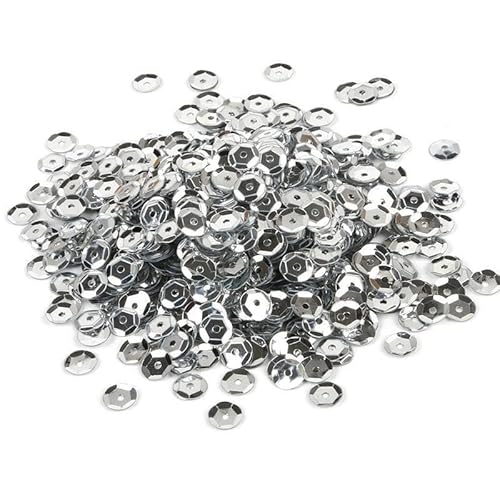 WANYI 20g Glitzer Pailletten 6mm Pailletten zum Basteln Lose Pailetten mit Loch Set Sequins für Glitzer Deko DIY Kleidung Haarschmuck Herstellung(Y-Silber) von WANYI