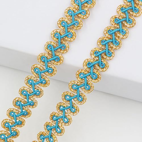 WANYI 25 Yards Metallischer Spitzenband 1.2CM Breit Spitzenborte Zweifarbig Glitzerndes Wellenband Dekoband Spitze Borten und Bänder zum Nähen für DIY Kostüm Kleidung(Blau) von WANYI