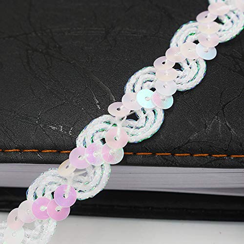 WANYI 25M Pailletten Spitzenband 1.5CM Breit Spitzenborte Rüschenband Glitzer Spitze Meterware Geschenkband für Hüte, Kostüme, Performance Kleidung von WANYI
