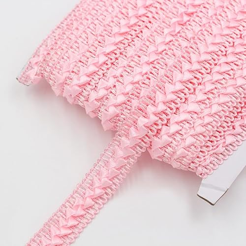 WANYI 25M Spitzenband Vintage Spitzenborte 1.8CM Breit Spitze Borten und Bänder zum Nähen Spitzenstoff Spitzenbordüre für Sofas, Kissen, Vorhänge, Tischtücher(Hellrosa) von WANYI