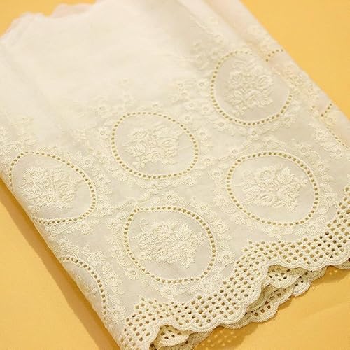 WANYI 26cm Breit Spitzenband aus Baumwolle Bunt Spitzenborte Borten und Bänder zum Nähen Vintage Spitzenbordüre Dekoband für DIY Kleidung,Tischdecken,Sofa,Vorhänge(Weiß-5 Yards) von WANYI