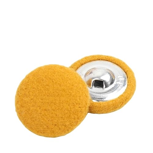 WANYI 28 Stück Knöpfe mit Stoffüberzug Knöpfe zum Annähen Runde Buttons in 7 Größen Vintage Stoffknöpfe Bastelknöpfe mit Metallschaft Nähknöpfe für Mantel Strickjacke Anzüge Kleider(Gelb) von WANYI