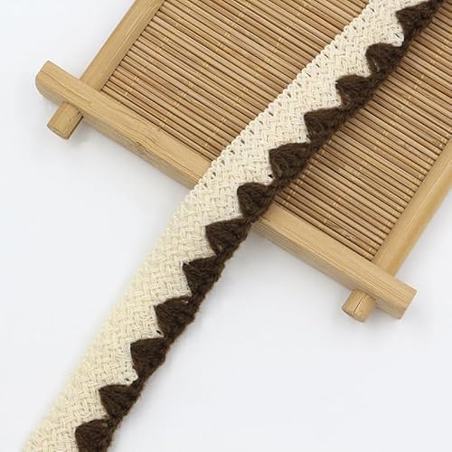 WANYI 2CM Breit Spitzenband Beige Spitzenborte Patchwork Stoffband Dekoband Vintage Spitzenbordüre Bordüre Stoff für Kleidung, Hüte Handwerk Basteln(5M) von WANYI