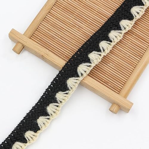 WANYI 2CM Breit Spitzenband Schwarz Spitzenborte Patchwork Stoffband Dekoband Vintage Spitzenbordüre Bordüre Stoff für Kleidung, Hüte Handwerk Basteln(5M) von WANYI