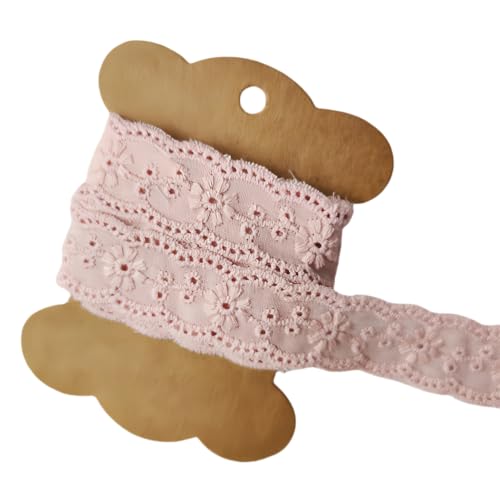 WANYI 2CM Breit Spitzenband aus Baumwolle Stickerei Spitzenborte Spitzenstoff Spitze Borten und Bänder zum Nähen Spitzenbordüre für DIY Nähen, Schleifen Geschenkband(Rosa-3 Yards) von WANYI