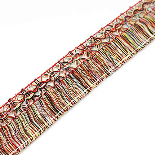 WANYI 2M Fransen Bunte Fransenborte 3.5CM Breit Polyester Geschnitten Quaste Tanzfransen Fransenband Quastenborte Fransenbesatz für Kostüm, Vorhänge, Kissen Dekoration(Gemischte) von WANYI