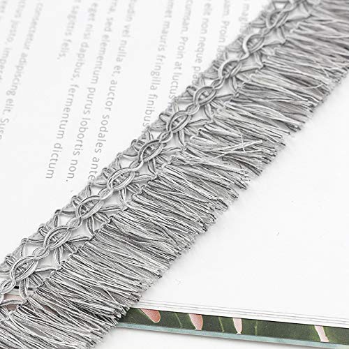 WANYI 2M Fransen Bunte Fransenborte 3.5CM Breit Polyester Geschnitten Quaste Tanzfransen Fransenband Quastenborte Fransenbesatz für Kostüm, Vorhänge, Kissen Dekoration(Grau) von WANYI