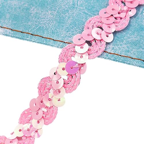 WANYI 2M Pailletten Spitzenband 1.5CM Breit Spitzenborte Rüschenband Glitzer Spitze Meterware Geschenkband für Hüte, Kostüme, Performance Kleidung von WANYI