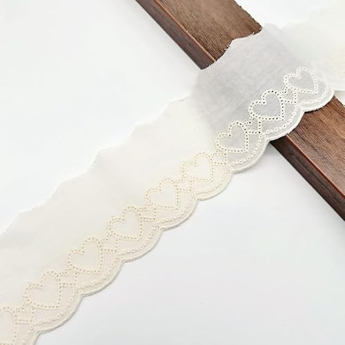WANYI 3 Yards 4CM Breit Spitzeband aus Baumwolle Vintage Spitzenborte Spitzenbordüre mit Herzmuster Dekoband Zierband für DIY Handwerk Kleidung Kissen(Aprikose) von WANYI