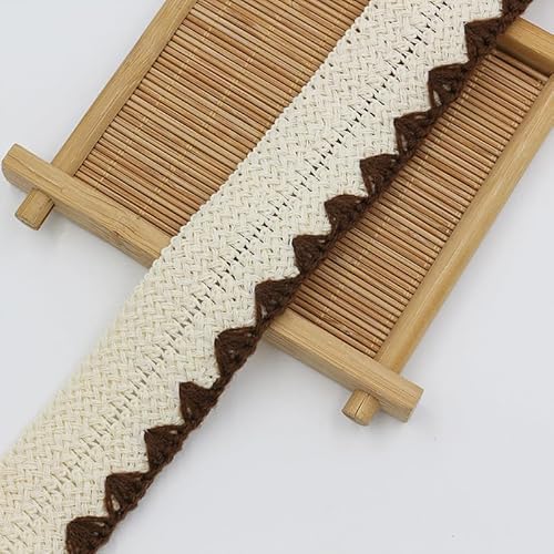 WANYI 3.2CM Breit Spitzenband Beige Spitzenborte Patchwork Stoffband Dekoband Vintage Spitzenbordüre Bordüre Stoff für Kleidung, Hüte Handwerk Basteln(5M) von WANYI