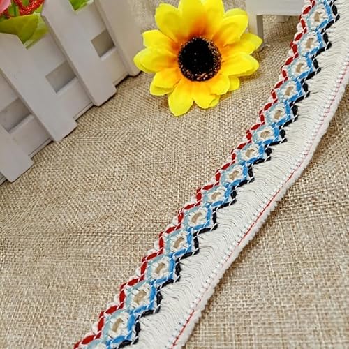 WANYI 3.5cm Baumwolle Spitzenband Spitzenborte Vintage Borten und Bänder zum Nähen Meterware Ethnischer Stil Dekoband Spitzenbesatz Zierband für Nähen Kleidung Hut Taschen Vorhänge(02) von WANYI