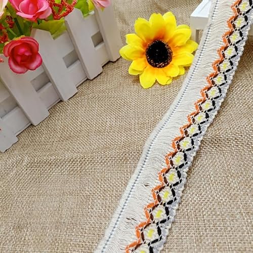 WANYI 3.5cm Baumwolle Spitzenband Spitzenborte Vintage Borten und Bänder zum Nähen Meterware Ethnischer Stil Dekoband Spitzenbesatz Zierband für Nähen Kleidung Hut Taschen Vorhänge(05) von WANYI