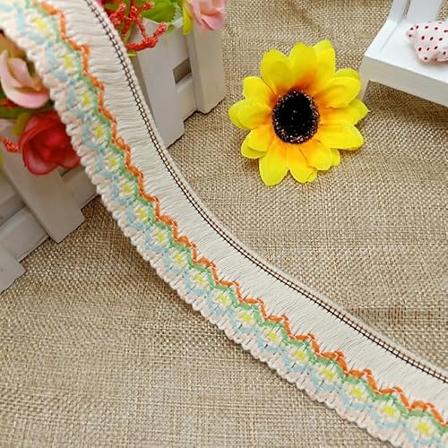 WANYI 3.5cm Baumwolle Spitzenband Spitzenborte Vintage Borten und Bänder zum Nähen Meterware Ethnischer Stil Dekoband Spitzenbesatz Zierband für Nähen Kleidung Hut Taschen Vorhänge(06) von WANYI