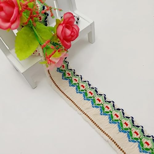 WANYI 3.5cm Baumwolle Spitzenband Spitzenborte Vintage Borten und Bänder zum Nähen Meterware Ethnischer Stil Dekoband Spitzenbesatz Zierband für Nähen Kleidung Hut Taschen Vorhänge(07) von WANYI