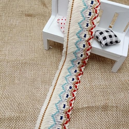 WANYI 3.5cm Baumwolle Spitzenband Spitzenborte Vintage Borten und Bänder zum Nähen Meterware Ethnischer Stil Dekoband Spitzenbesatz Zierband für Nähen Kleidung Hut Taschen Vorhänge(08) von WANYI