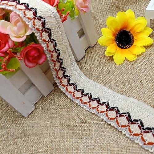 WANYI 3.5cm Baumwolle Spitzenband Spitzenborte Vintage Borten und Bänder zum Nähen Meterware Ethnischer Stil Dekoband Spitzenbesatz Zierband für Nähen Kleidung Hut Taschen Vorhänge(09) von WANYI