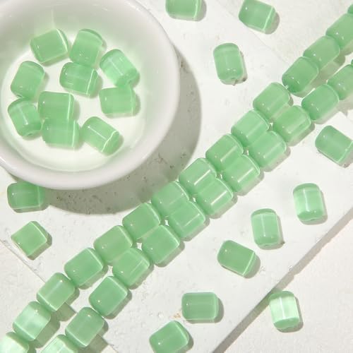 WANYI 30 Stück Perlen zum Auffädeln Erwachsene, 7mmx10mm Kristall Perlen Set mit Loch Schmuckperlen Steinperlen für Herstellung Handykette Armbänder Halsketten(Grün) von WANYI