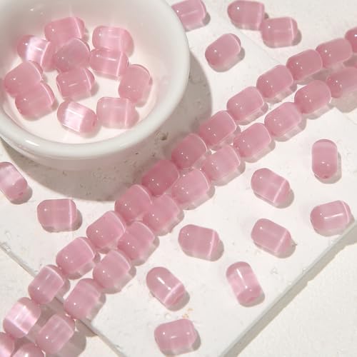 WANYI 30 Stück Perlen zum Auffädeln Erwachsene, 7mmx10mm Kristall Perlen Set mit Loch Schmuckperlen Steinperlen für Herstellung Handykette Armbänder Halsketten(Rosa) von WANYI