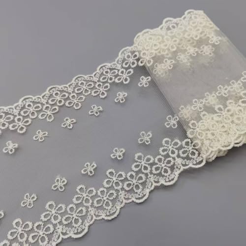 WANYI 30 Yards Vintage Spitzenband Beige Spitzenborte 15CM Breit Milchseide Netz Dekoband Zierband mit Doppelseitig Muster für Nähen DIY Haarschmuck Schleife von WANYI
