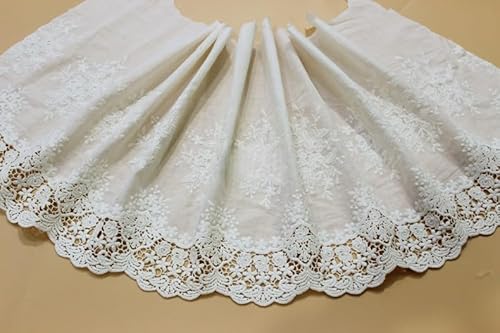 WANYI 36CM Breite Baumwolle Spitzenband Spitzenborte Vintage Spitzenstoff Meterware Stickerei Spitze Borten und Bänder zum Nähen Dekoband für DIY Handwerk Kleidung Vorhang Tischläufer(Aprikose) von WANYI