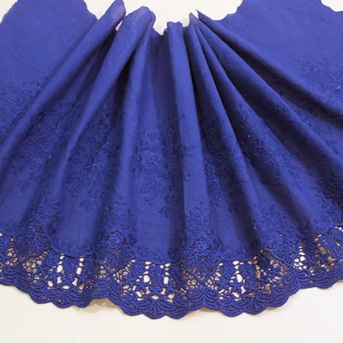 WANYI 36CM Breite Baumwolle Spitzenband Spitzenborte Vintage Spitzenstoff Meterware Stickerei Spitze Borten und Bänder zum Nähen Dekoband für DIY Handwerk Kleidung Vorhang Tischläufer(Dunkelblau) von WANYI