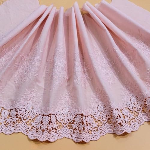 WANYI 36CM Breite Baumwolle Spitzenband Spitzenborte Vintage Spitzenstoff Meterware Stickerei Spitze Borten und Bänder zum Nähen Dekoband für DIY Handwerk Kleidung Vorhang Tischläufer(Rosa) von WANYI