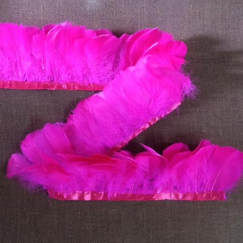 WANYI 3M Feder Fransen Fransenbesatz Künstliche Federborte Borten und Bänder zum Nähen für DIY Handwerk, Traumfänger, Feder Lampenschirm 8-13CM(Dunkelrosa) von WANYI