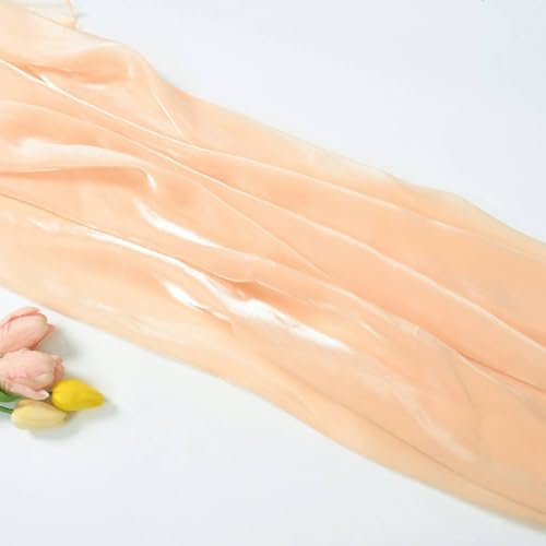 WANYI 3M Organza Stoff zum Nähen, 1.5M Breit Glanz Stoff Schillerndes Satin Spitzenstoff Tüllstoff für Röcke, Kleid, Vorhänge Dekoration(Aprikose) von WANYI