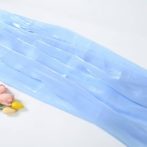 WANYI 3M Organza Stoff zum Nähen, 1.5M Breit Glanz Stoff Schillerndes Satin Spitzenstoff Tüllstoff für Röcke, Kleid, Vorhänge Dekoration(Blau) von WANYI