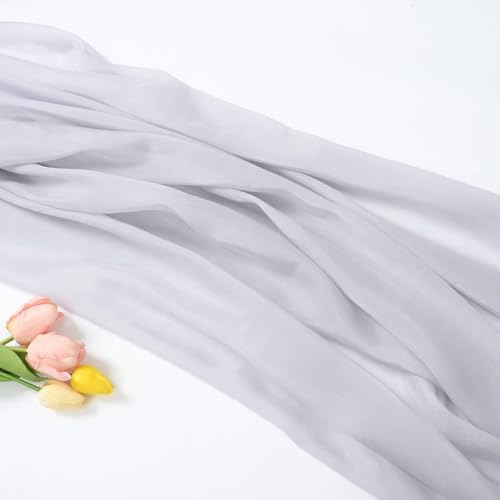 WANYI 3M Organza Stoff zum Nähen, 1.5M Breit Glanz Stoff Schillerndes Satin Spitzenstoff Tüllstoff für Röcke, Kleid, Vorhänge Dekoration(Grau) von WANYI