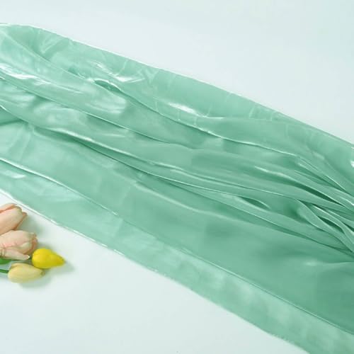 WANYI 3M Organza Stoff zum Nähen, 1.5M Breit Glanz Stoff Schillerndes Satin Spitzenstoff Tüllstoff für Röcke, Kleid, Vorhänge Dekoration(Grün) von WANYI