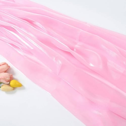 WANYI 3M Organza Stoff zum Nähen, 1.5M Breit Glanz Stoff Schillerndes Satin Spitzenstoff Tüllstoff für Röcke, Kleid, Vorhänge Dekoration(Rosa 01) von WANYI