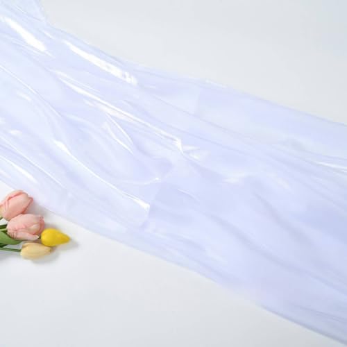 WANYI 3M Organza Stoff zum Nähen, 1.5M Breit Glanz Stoff Schillerndes Satin Spitzenstoff Tüllstoff für Röcke, Kleid, Vorhänge Dekoration(Weiß 02) von WANYI