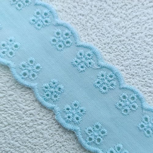 WANYI 3cm Breite Baumwolle Spitzenband Borten und Bänder zum Nähen Meterware Spitzenborte Vintage Dekoband Zierband Spitzenstoff für DIY Nähen Handwerk Dessous Kleid Tischdeko(Blau) von WANYI
