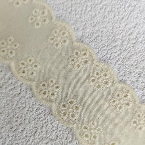 WANYI 3cm Breite Baumwolle Spitzenband Borten und Bänder zum Nähen Meterware Spitzenborte Vintage Dekoband Zierband Spitzenstoff für DIY Nähen Handwerk Dessous Kleid Tischdeko(Gelb) von WANYI