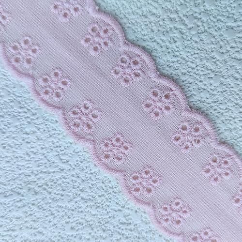 WANYI 3cm Breite Baumwolle Spitzenband Borten und Bänder zum Nähen Meterware Spitzenborte Vintage Dekoband Zierband Spitzenstoff für DIY Nähen Handwerk Dessous Kleid Tischdeko(Rosa) von WANYI