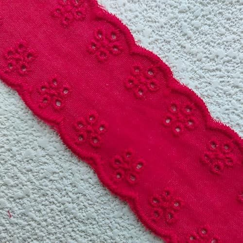 WANYI 3cm Breite Baumwolle Spitzenband Borten und Bänder zum Nähen Meterware Spitzenborte Vintage Dekoband Zierband Spitzenstoff für DIY Nähen Handwerk Dessous Kleid Tischdeko(Rot) von WANYI